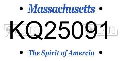 KQ25091 Massachusetts License Plate