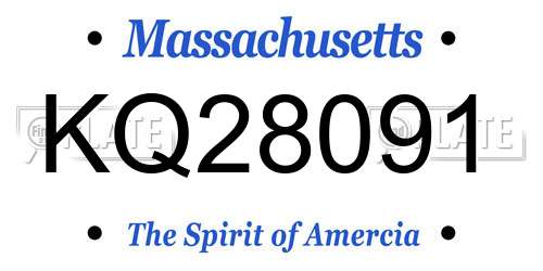 KQ28091 Massachusetts License Plate