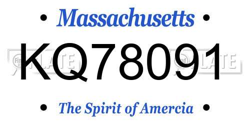 KQ78091 Massachusetts License Plate
