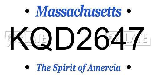 KQD2647 Massachusetts License Plate