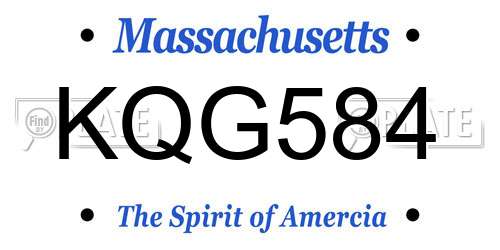 KQG584 Massachusetts License Plate