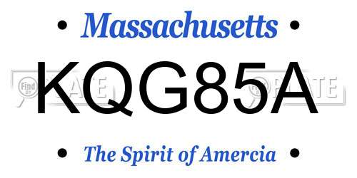 KQG85A Massachusetts License Plate