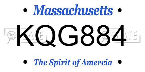 KQG884 Massachusetts License Plate