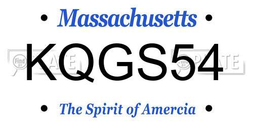 KQGS54 Massachusetts License Plate