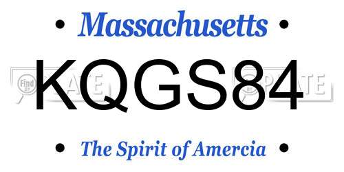 KQGS84 Massachusetts License Plate