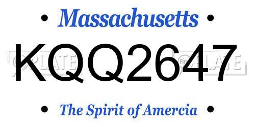 KQQ2647 Massachusetts License Plate