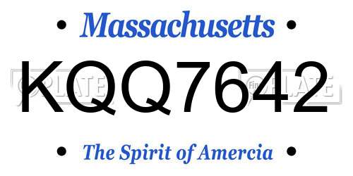 KQQ7642 Massachusetts License Plate