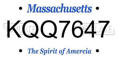 KQQ7647 Massachusetts License Plate