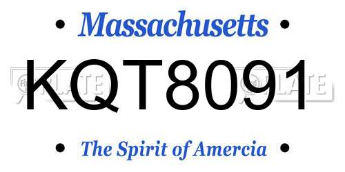 KQT8091 Massachusetts License Plate