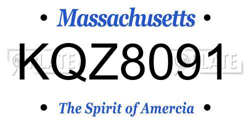 KQZ8091 Massachusetts License Plate