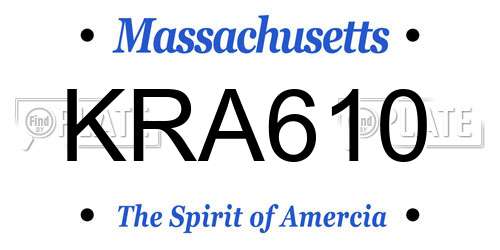 KRA610 Massachusetts License Plate
