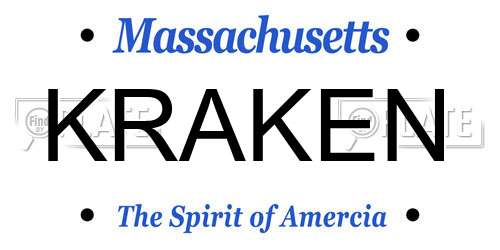 KRAKEN Massachusetts License Plate