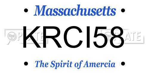 KRCI58 Massachusetts License Plate