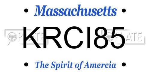 KRCI85 Massachusetts License Plate