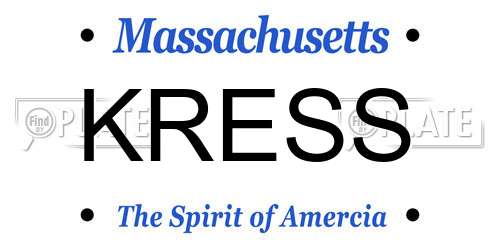 KRESS Massachusetts License Plate