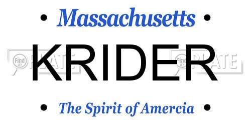 KRIDER Massachusetts License Plate