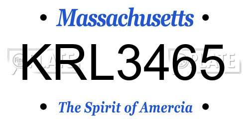 KRL3465 Massachusetts License Plate