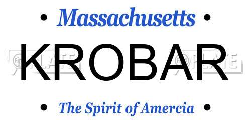 KROBAR Massachusetts License Plate