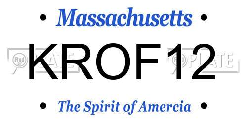 KROF12 Massachusetts License Plate
