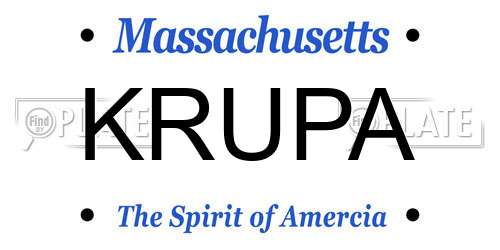 KRUPA Massachusetts License Plate