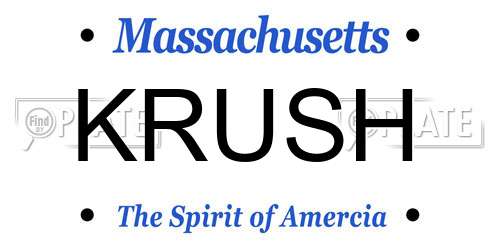 KRUSH Massachusetts License Plate