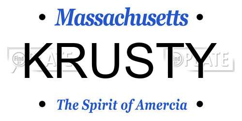 KRUSTY Massachusetts License Plate