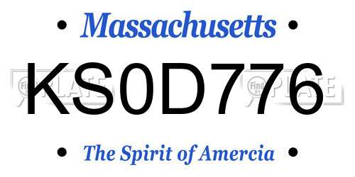 KS0D776 Massachusetts License Plate