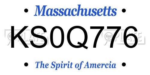 KS0Q776 Massachusetts License Plate