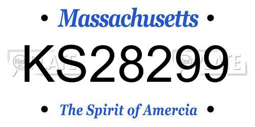 KS28299 Massachusetts License Plate