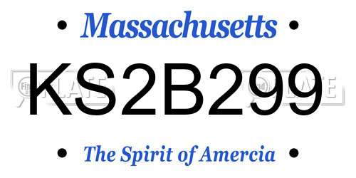 KS2B299 Massachusetts License Plate