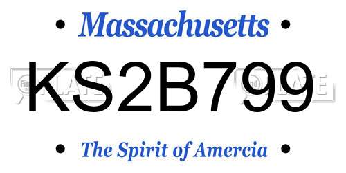 KS2B799 Massachusetts License Plate