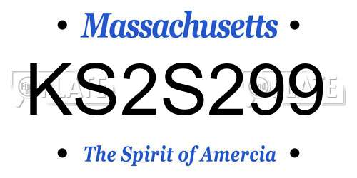 KS2S299 Massachusetts License Plate