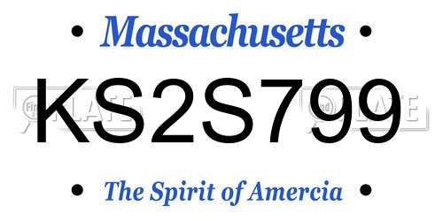 KS2S799 Massachusetts License Plate