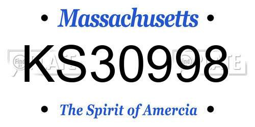 KS30998 Massachusetts License Plate