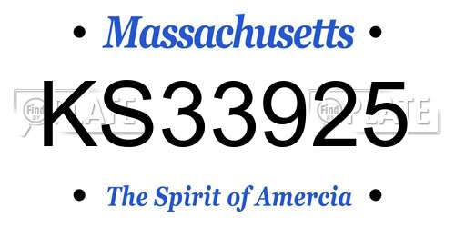 KS33925 Massachusetts License Plate
