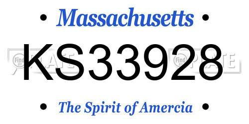 KS33928 Massachusetts License Plate