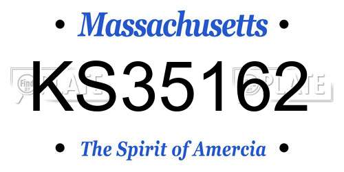 KS35162 Massachusetts License Plate