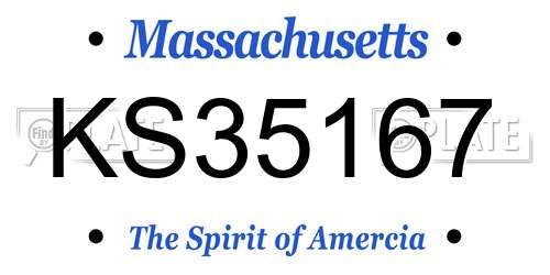 KS35167 Massachusetts License Plate