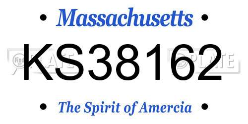 KS38162 Massachusetts License Plate