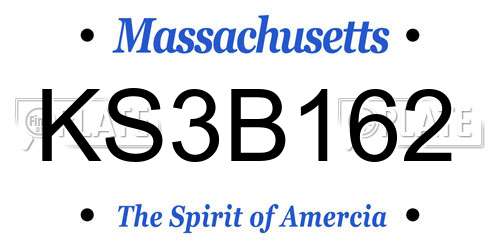 KS3B162 Massachusetts License Plate