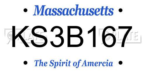 KS3B167 Massachusetts License Plate