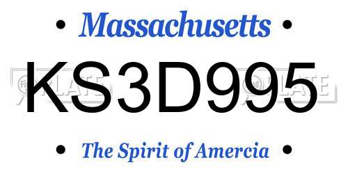 KS3D995 Massachusetts License Plate