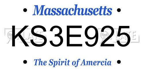 KS3E925 Massachusetts License Plate