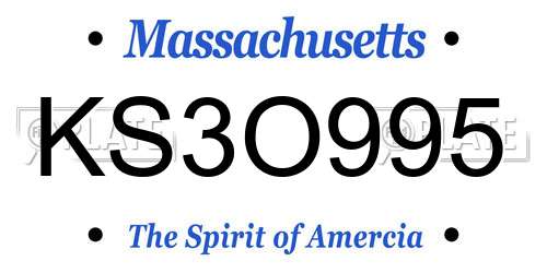 KS3O995 Massachusetts License Plate