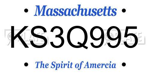 KS3Q995 Massachusetts License Plate