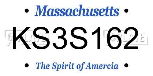 KS3S162 Massachusetts License Plate