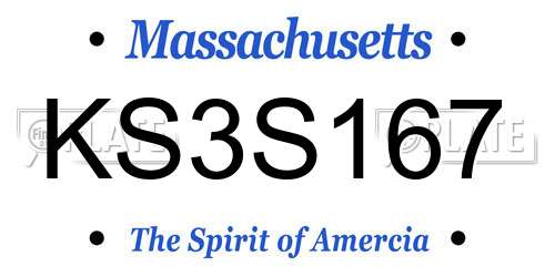 KS3S167 Massachusetts License Plate