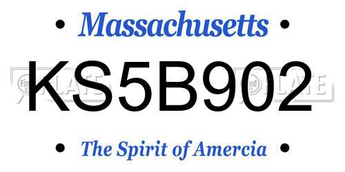 KS5B902 Massachusetts License Plate