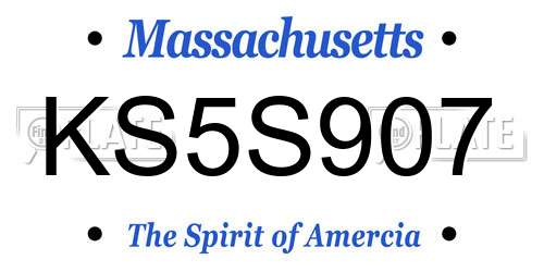 KS5S907 Massachusetts License Plate