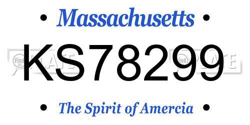 KS78299 Massachusetts License Plate